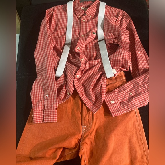 Lacoste Other - Bundle! Levi Strauss Salmon Pink Red Label 501’s x Lacoste checkered button up